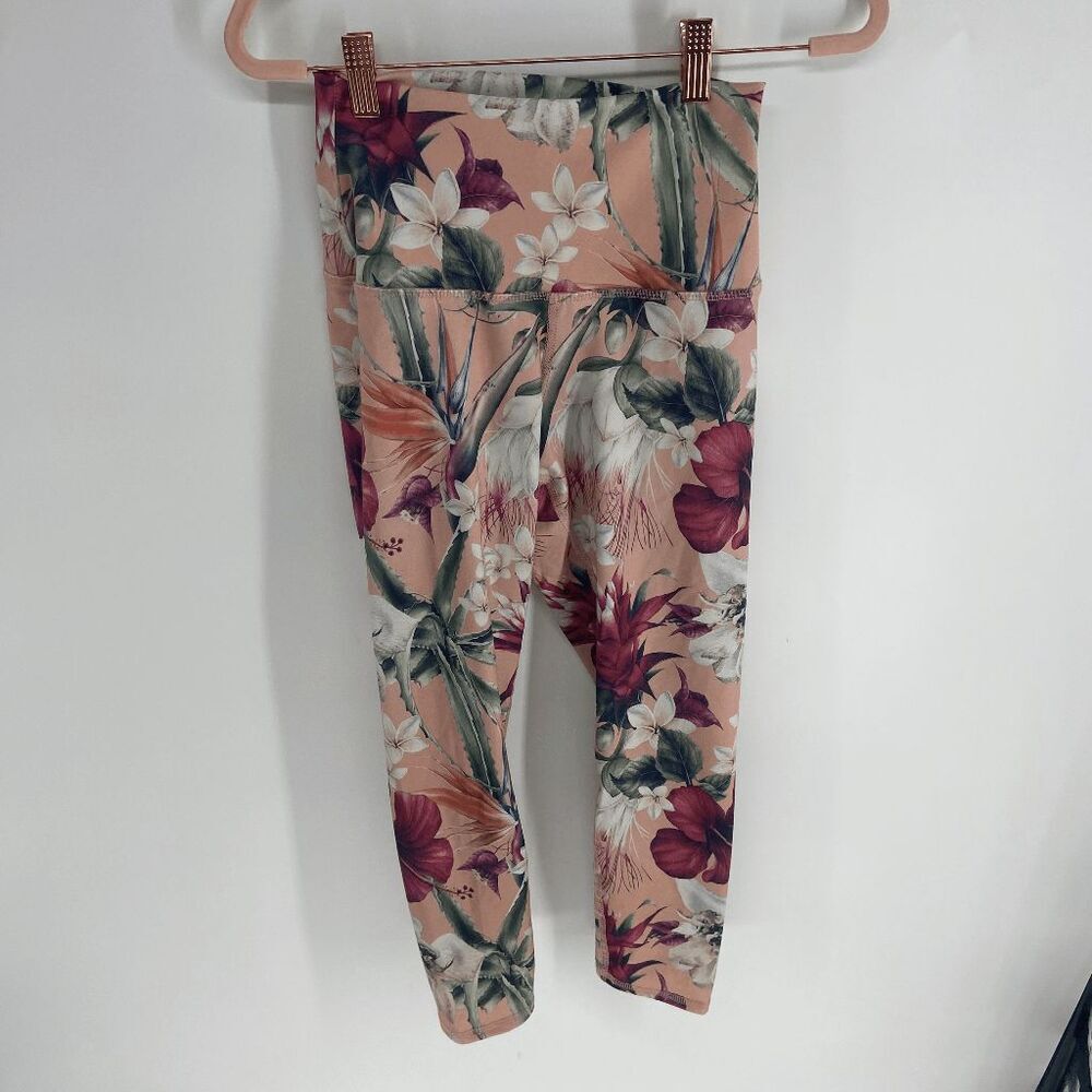 Evolution And Creation Women's Floral Print High Rise Yoga Leggings Size Medium